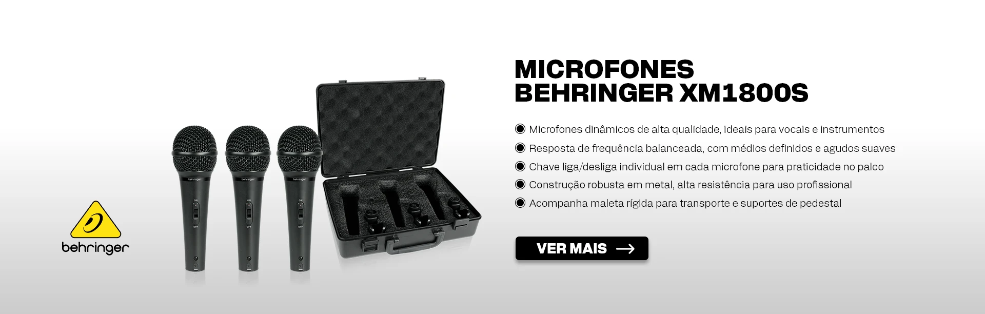 Kit 3 Microfones Profissionais Behringer Xm1800s